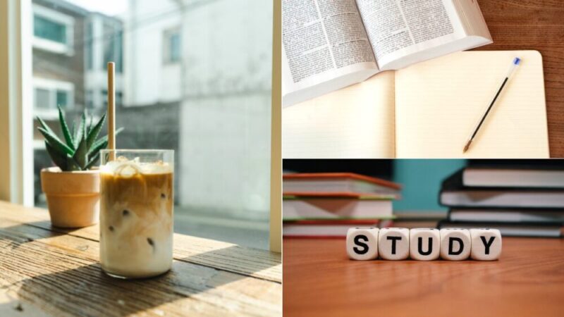 テキストとノートとコーヒー